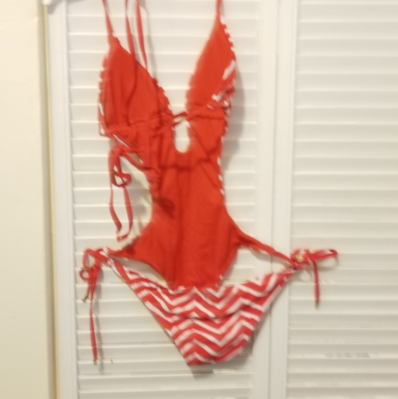 Red Striped Bathing Suit - Picture 2 of 2